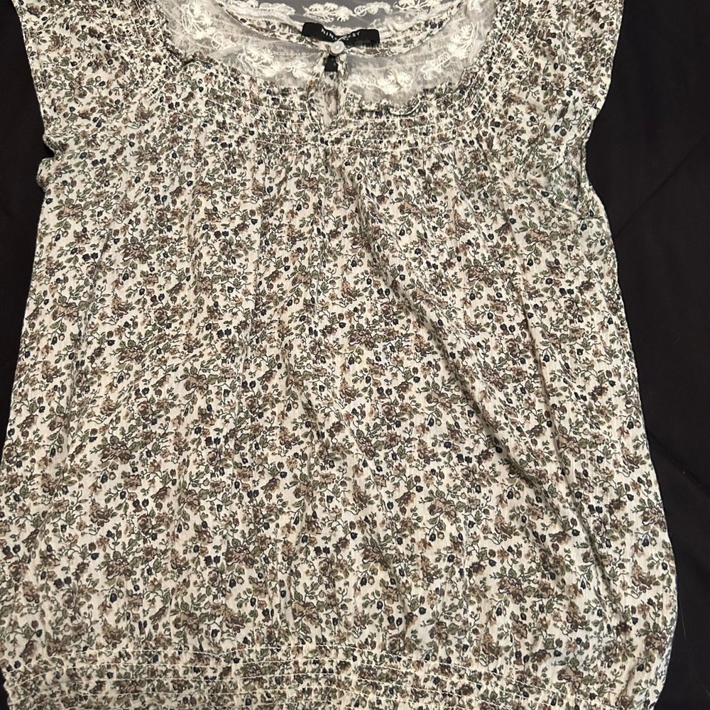 Floral Lace Trim Women's Top